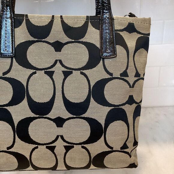 Coach Jacquard Signature Logo Striped Tote - Picture 6 of 16